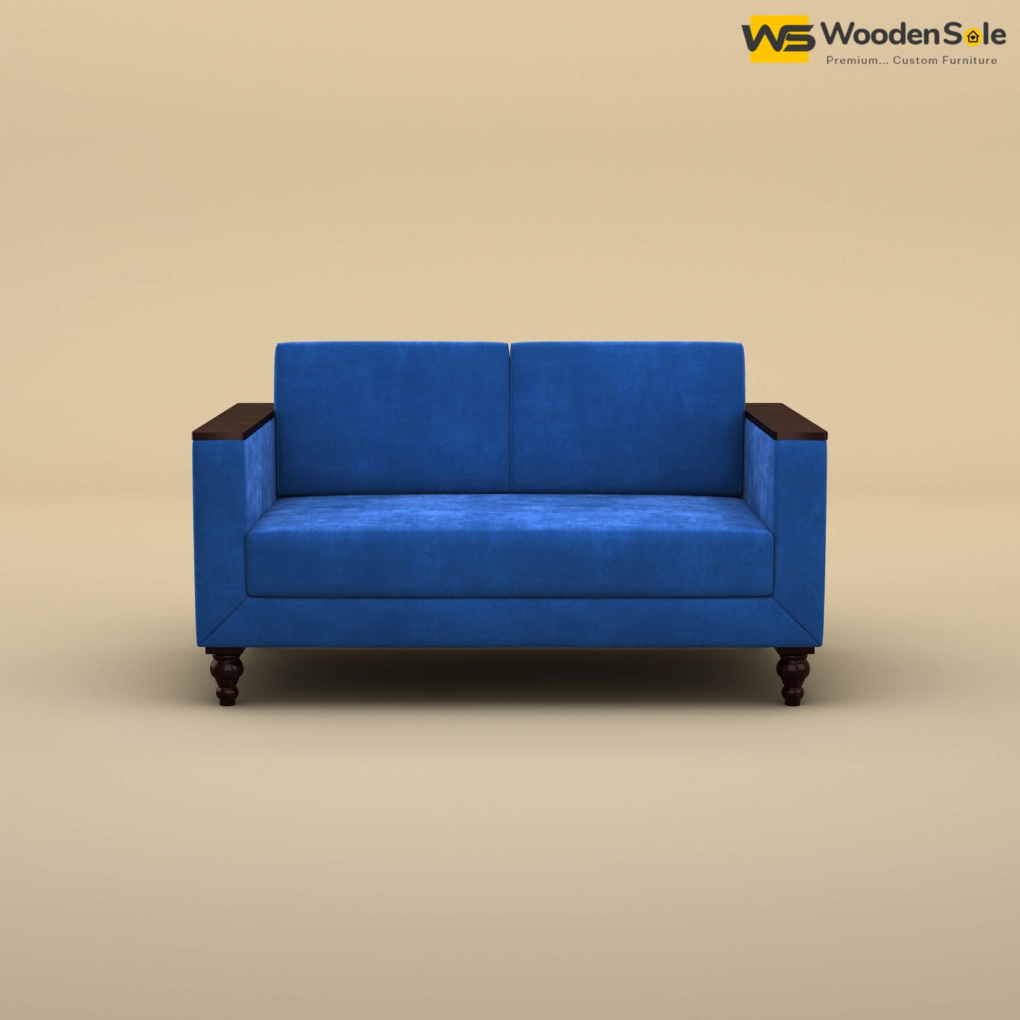 Tivoli 2 Seater Fabric Sofa (Velvet, Royal Blue)