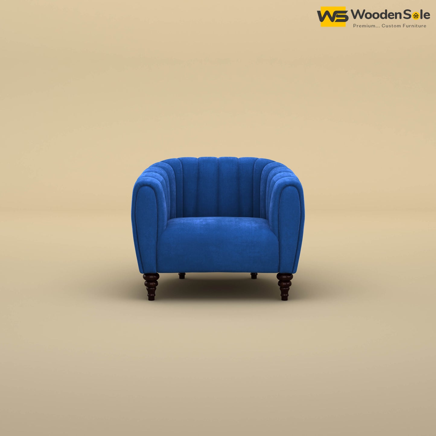 Amaya Single Seater Fabric Sofa (Velvet, Royal Blue)