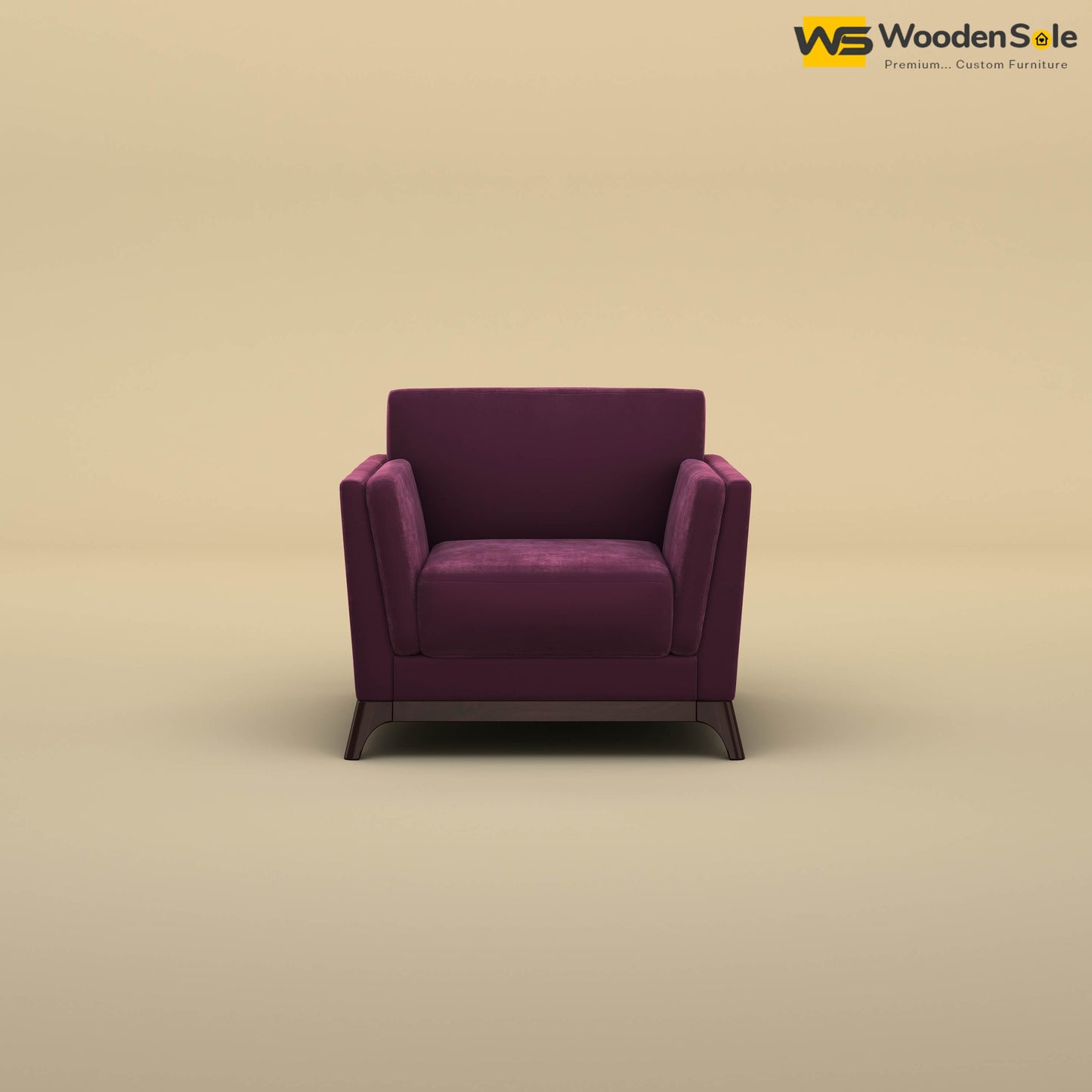 Bruno 1 Seater Sofa (Velvet, Dark Purple)