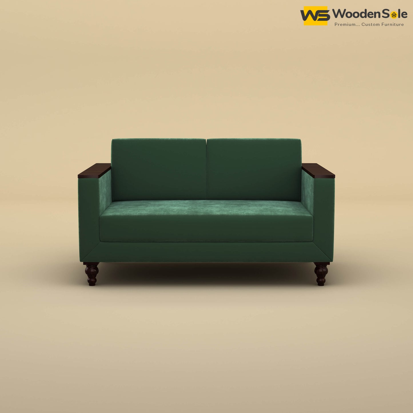 Tivoli 2 Seater Fabric Sofa (Velvet, Forest Green)