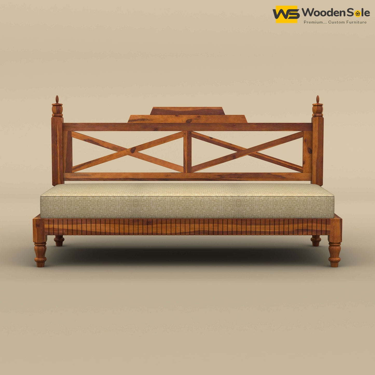 Aya Diwan Settee with Backrest & Mattress (Honey Finish)