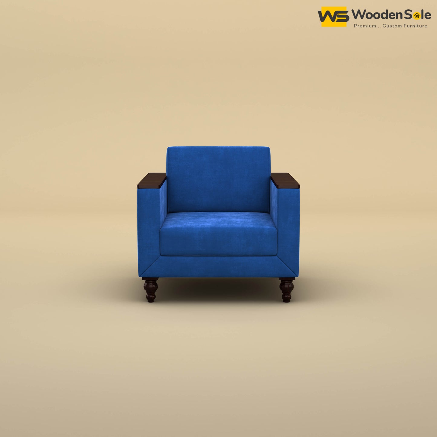 Tivoli 1 Seater Fabric Sofa (Velvet, Royal Blue)