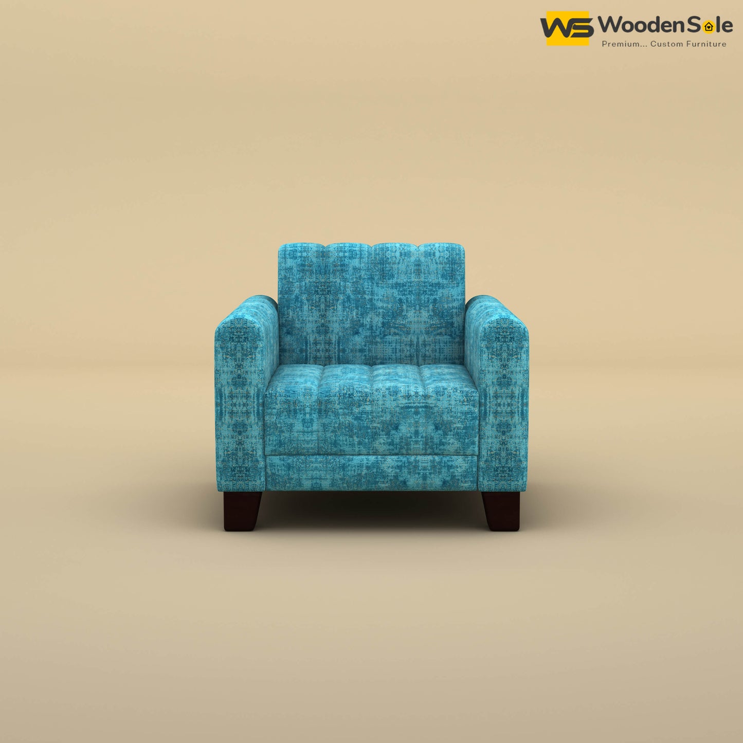 Furo 1 Seater Fabric Sofa (Cotton, Teal Blue)