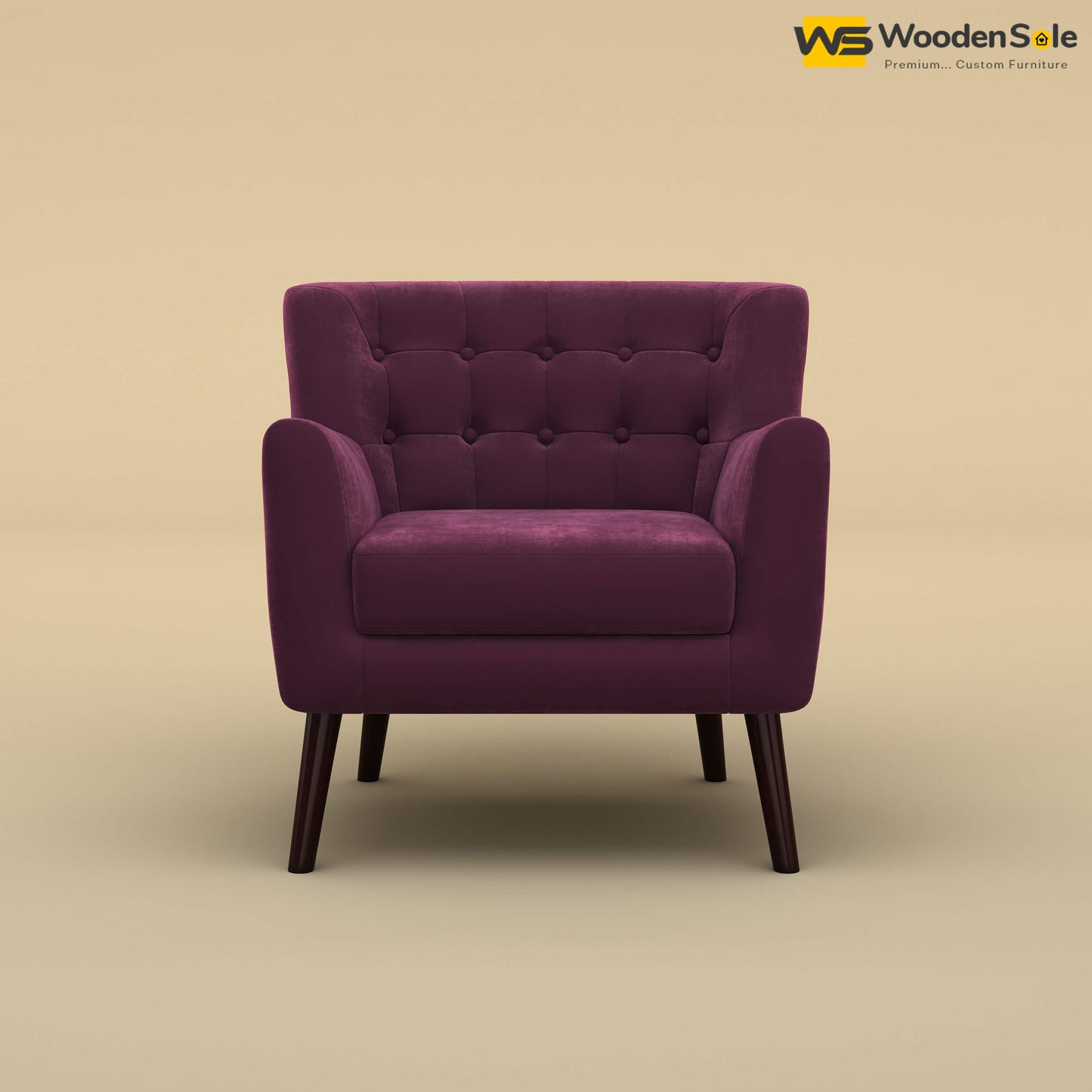 Figo Tufted Lounge Chair (Velvet, Dark Purple)