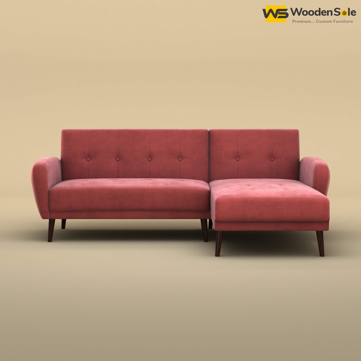 Daisy L Shape Sofa (Velvet, Pink)