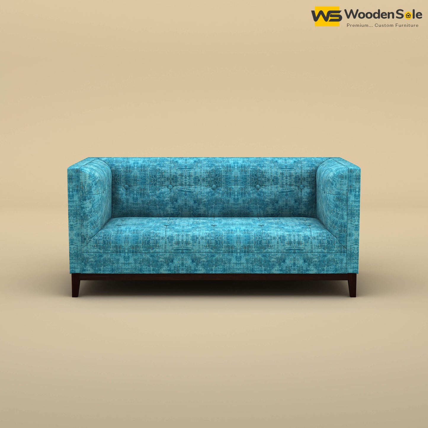 Loren Two Seater Fabric Sofa (Cotton, Teal Blue)