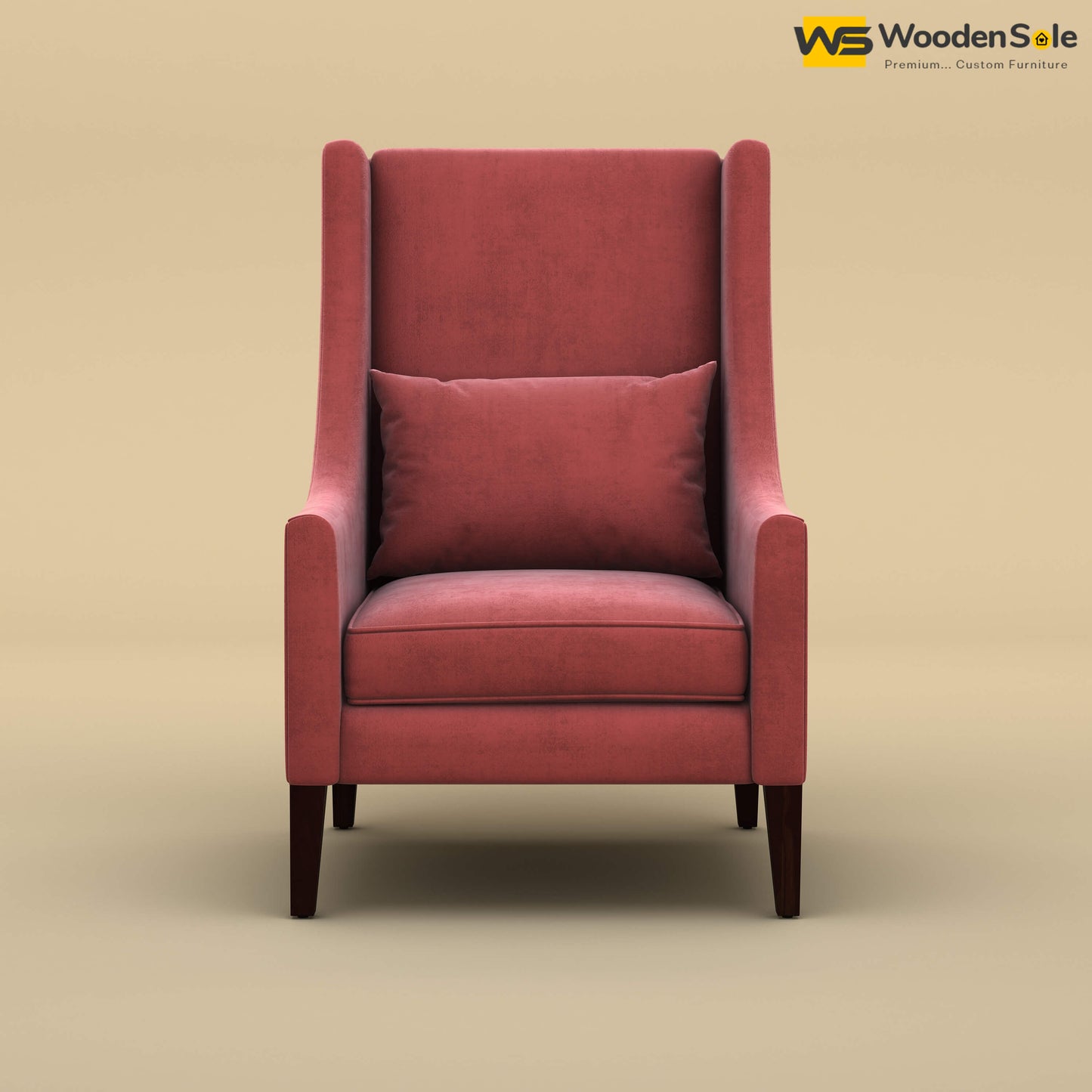Bonito High Back Lounge Chair (Velvet, Pink)