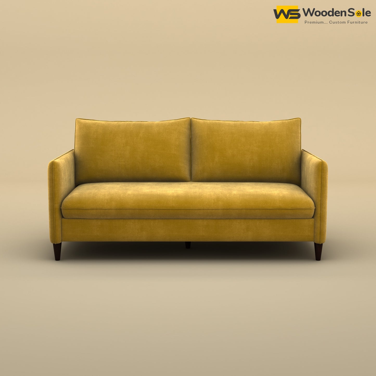 Citron 3 Seater Fabric Sofa (Velvet, Mustard Yellow)