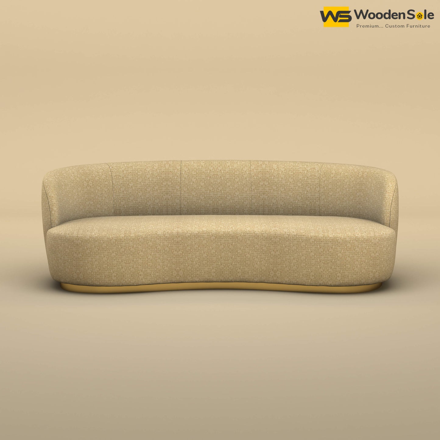 Rene Curved Modern 3-Seater Sofa (Cotton, Faux Cream)