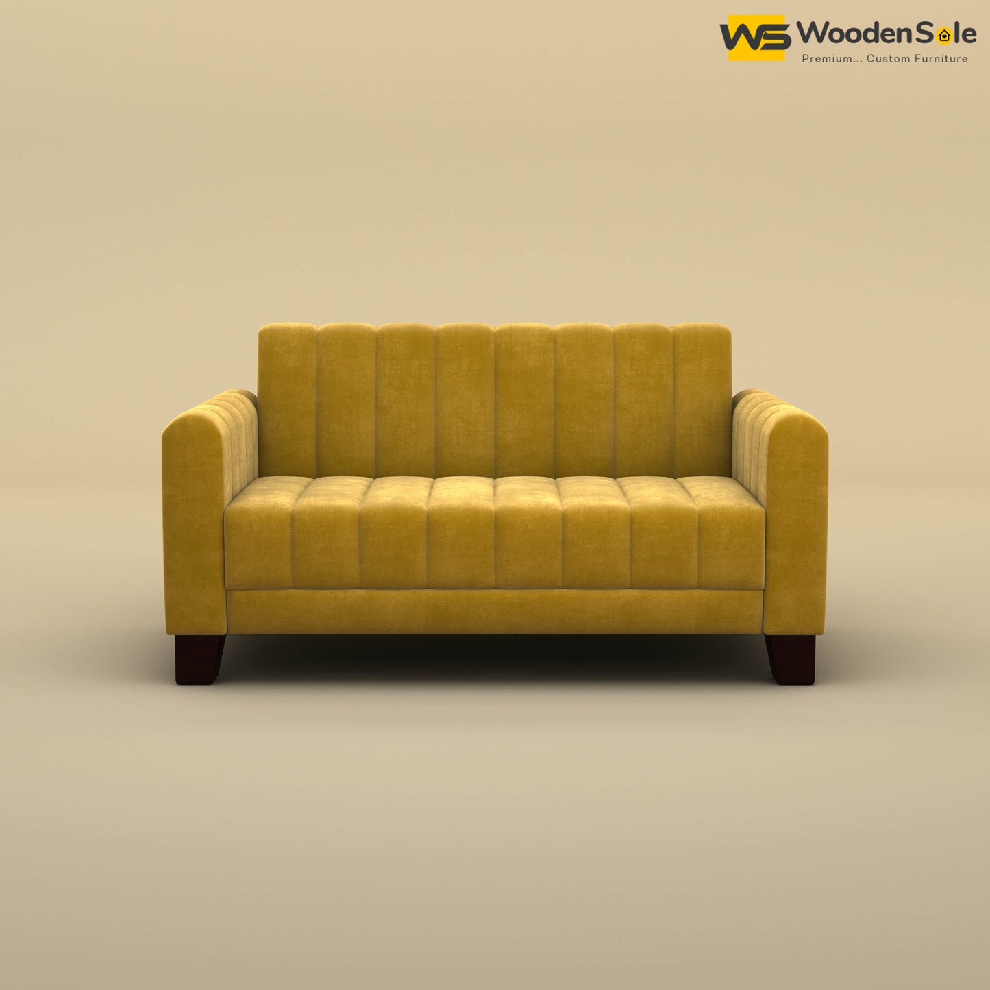 Furo 2 Seater Fabric Sofa (Velvet, Mustard Yellow)