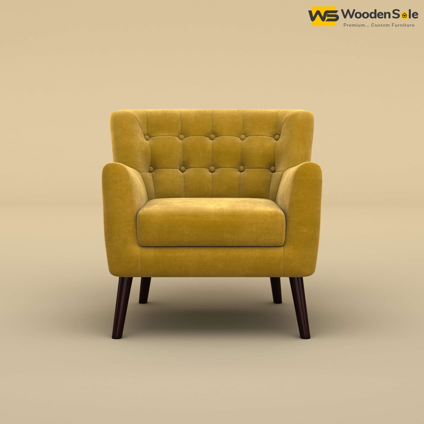 Figo Tufted Lounge Chair (Velvet, Mustard Yellow)