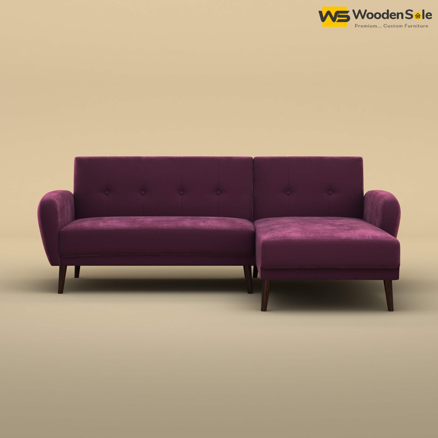 Daisy L Shape Sofa (Velvet, Dark Purple)