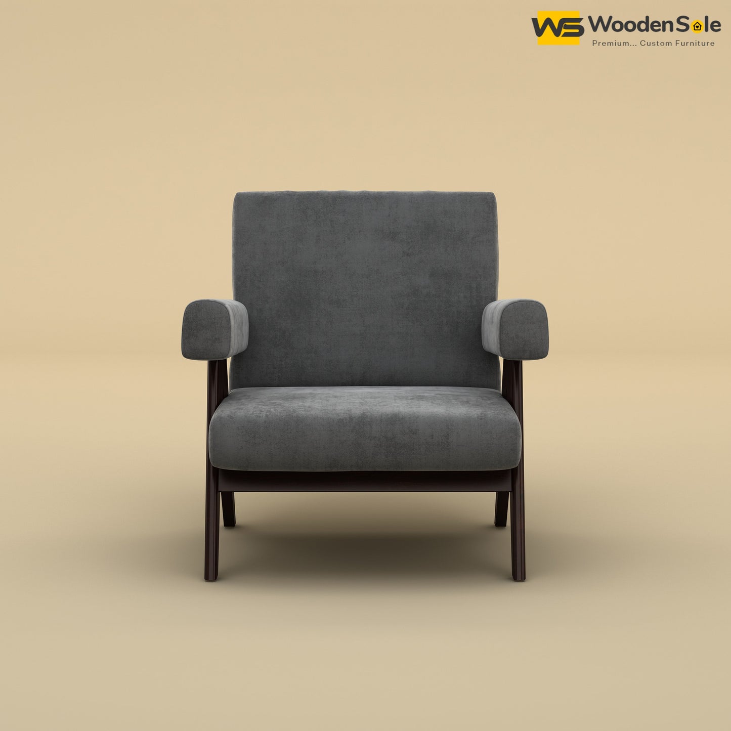Capri Lounge Chair (Velvet, Charcoal Gray)