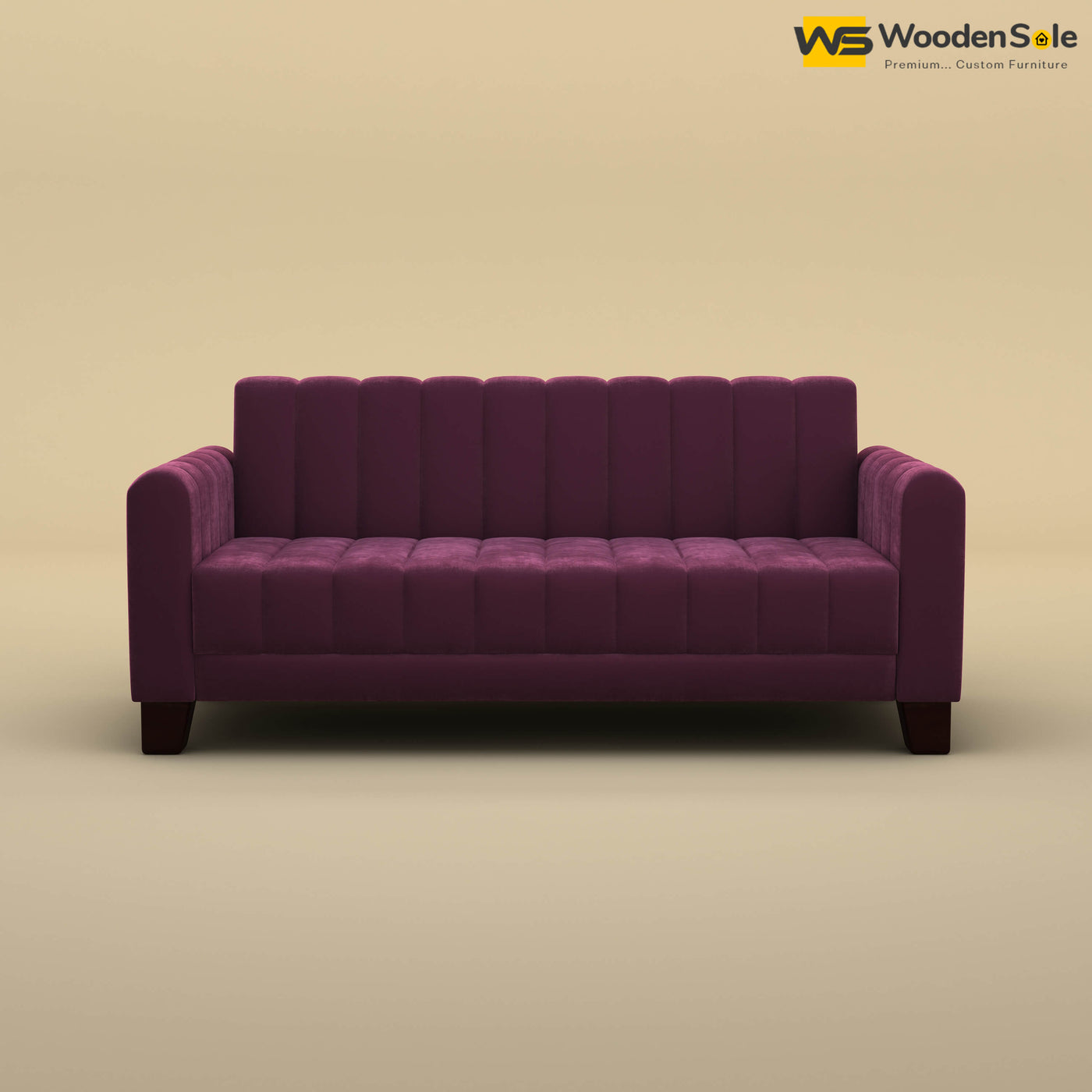 Furo 3 Seater Fabric Sofa (Velvet, Dark Purple)