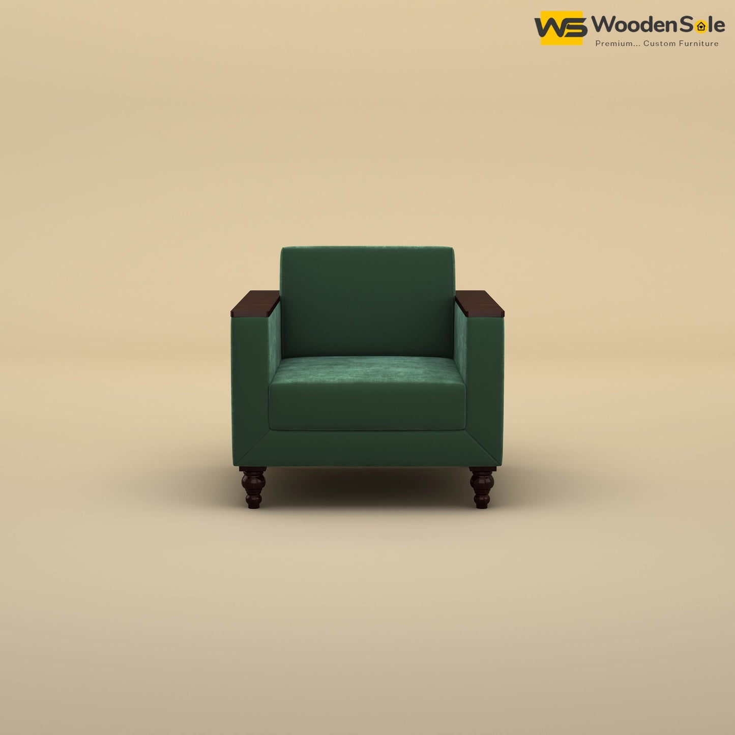 Tivoli 1 Seater Fabric Sofa (Velvet, Forest Green)