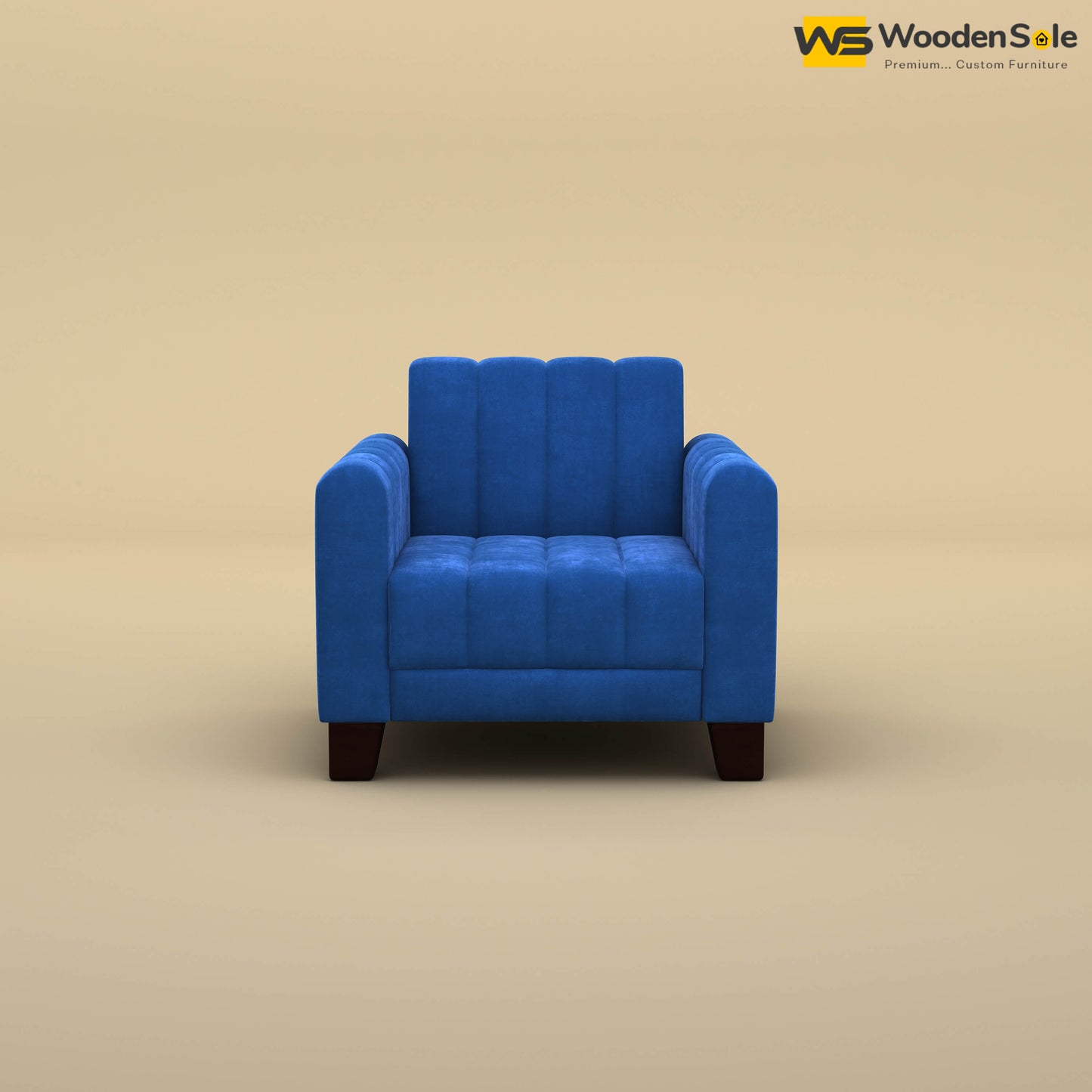 Furo 1 Seater Fabric Sofa (Velvet, Royal Blue)