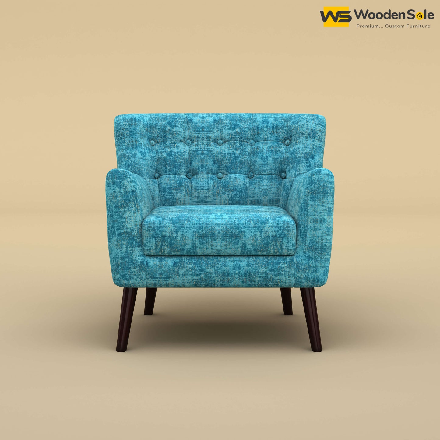 Figo Tufted Lounge Chair (Cotton, Teal Blue)