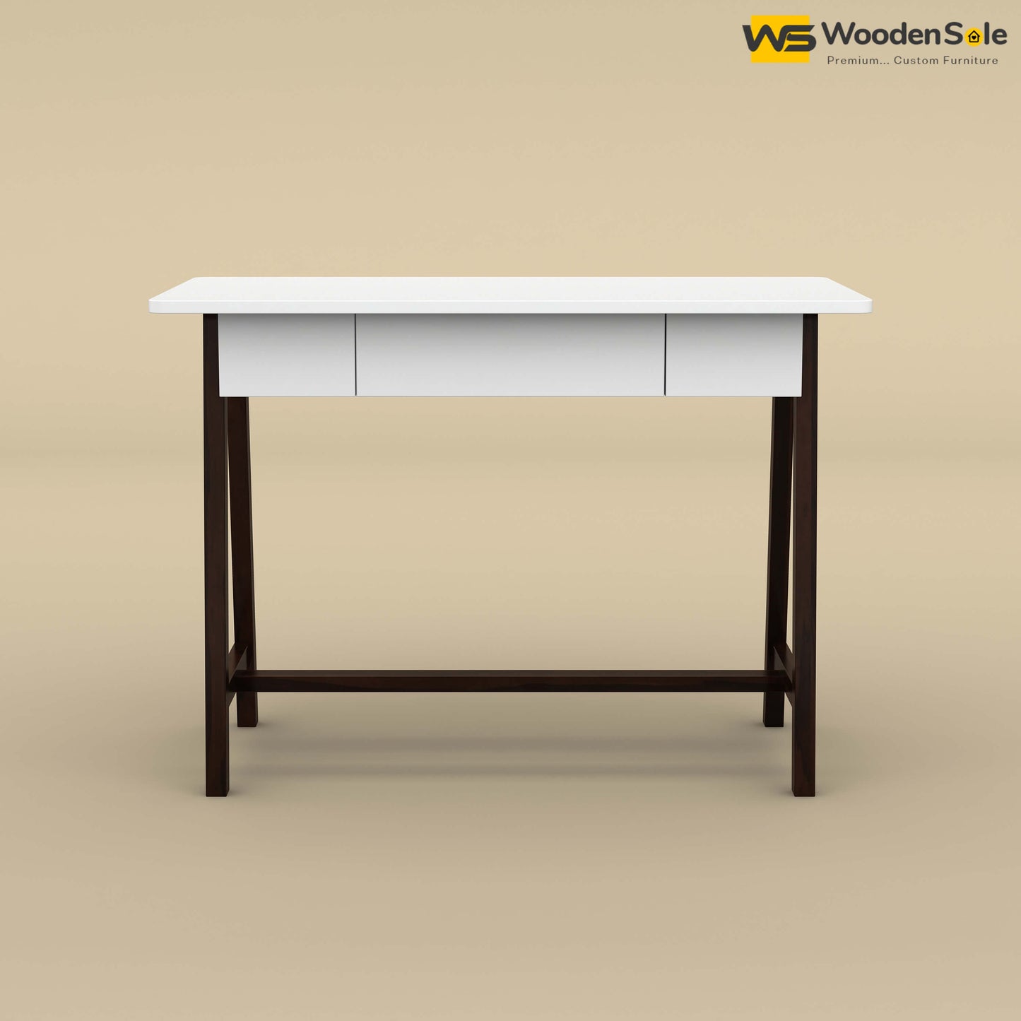 Modern Study Table (White & Walnut Finish)