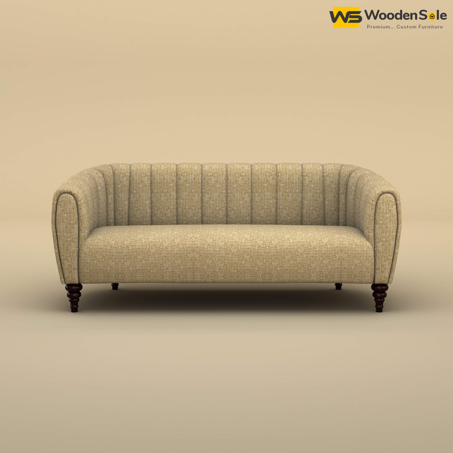 Amaya Three Seater Fabric Sofa (Cotton, Faux Cream)