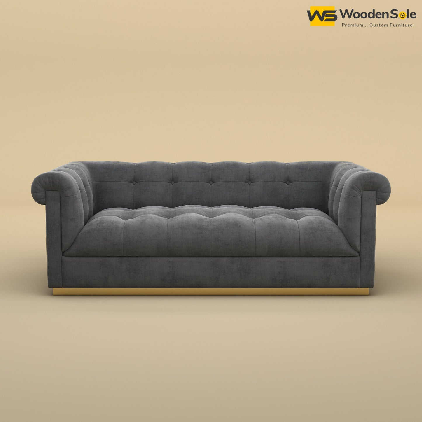 Morrison 3 Seater Fabric Sofa (Velvet, Charcoal Gray)