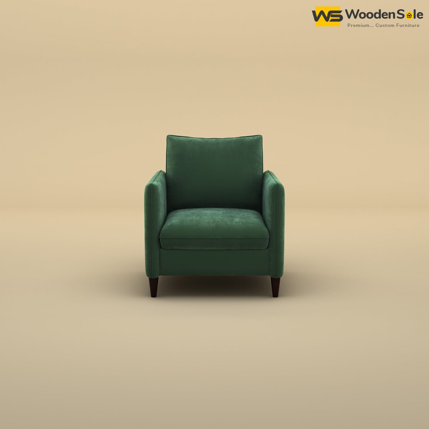 Citron 1 Seater Fabric Sofa (Velvet, Forest Green)