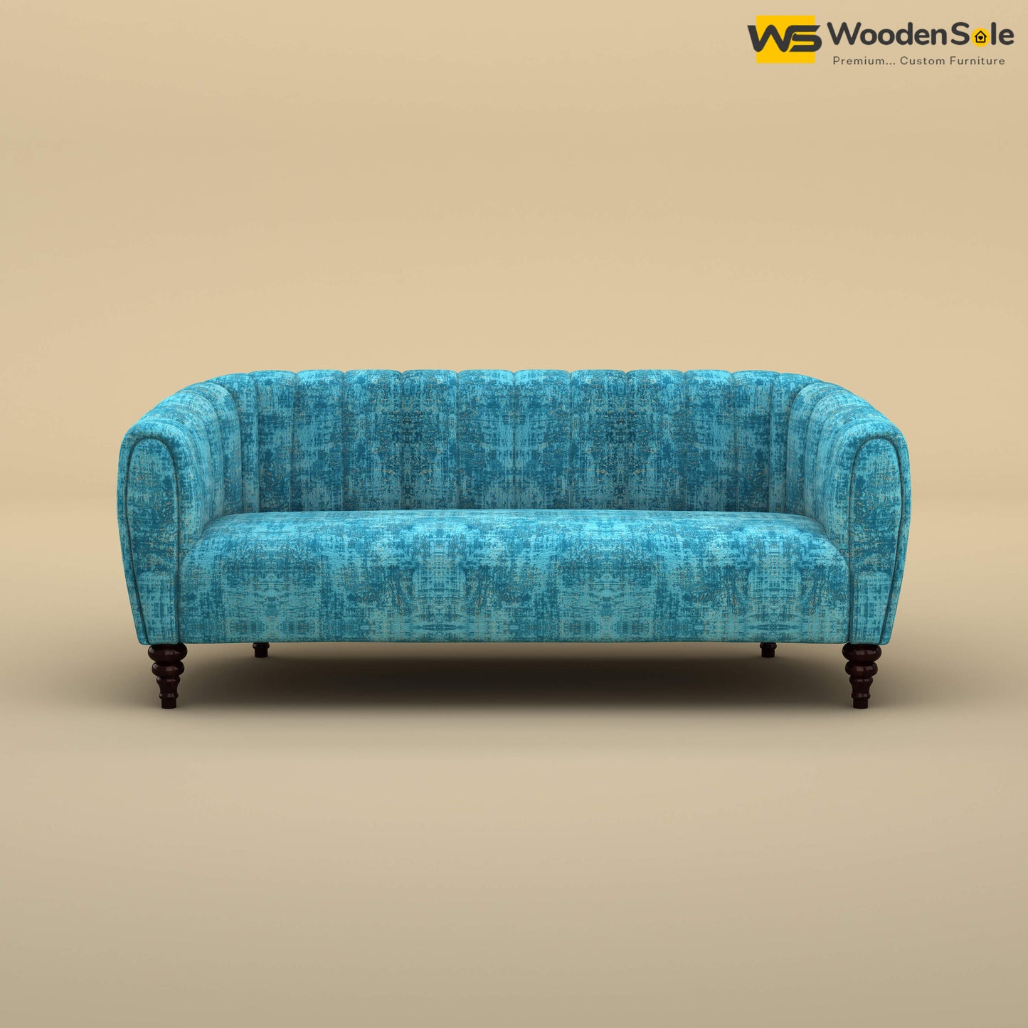 Amaya Three Seater Fabric Sofa (Cotton, Teal Blue)