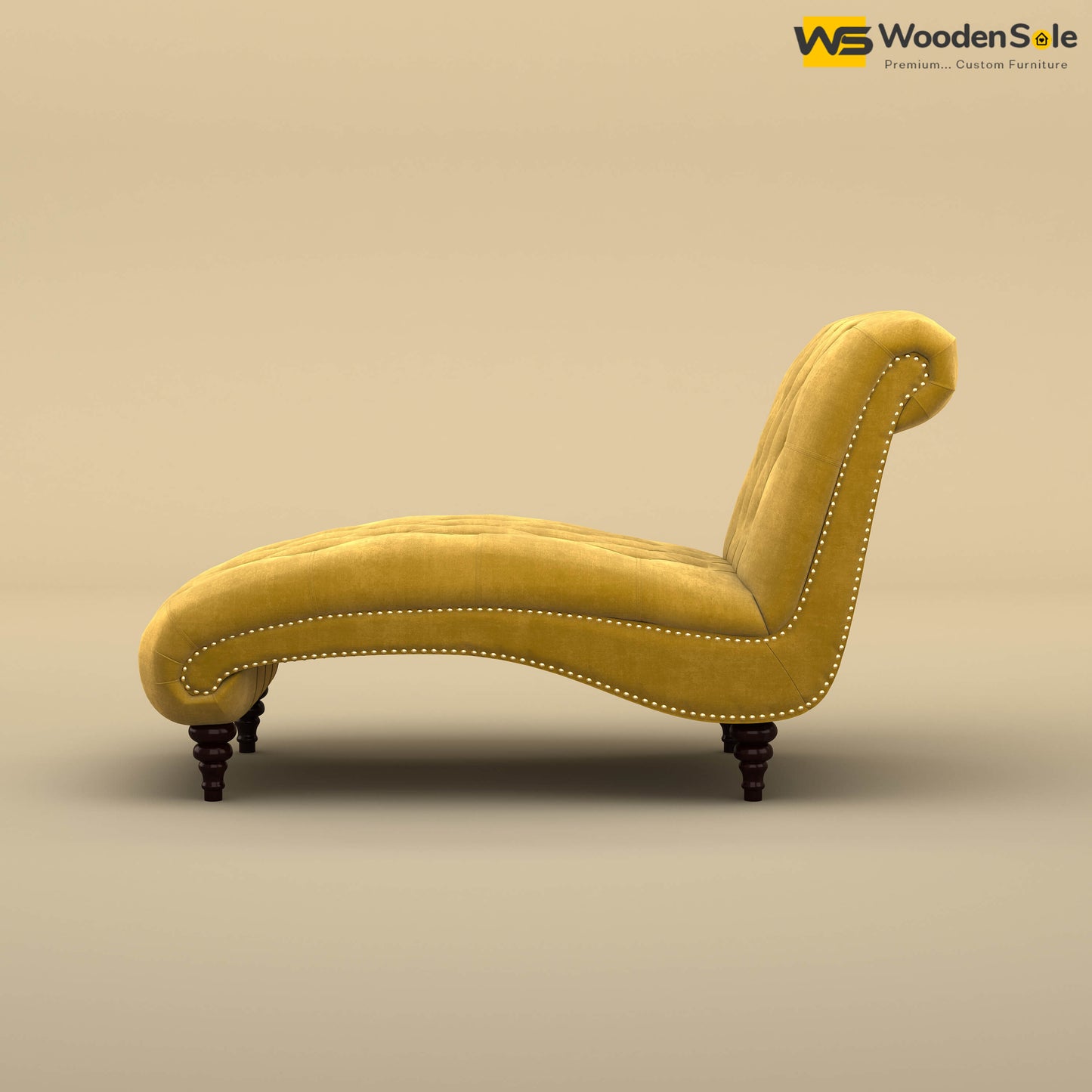 Toronto Chaise Lounge (Velvet, Mustard Yellow)