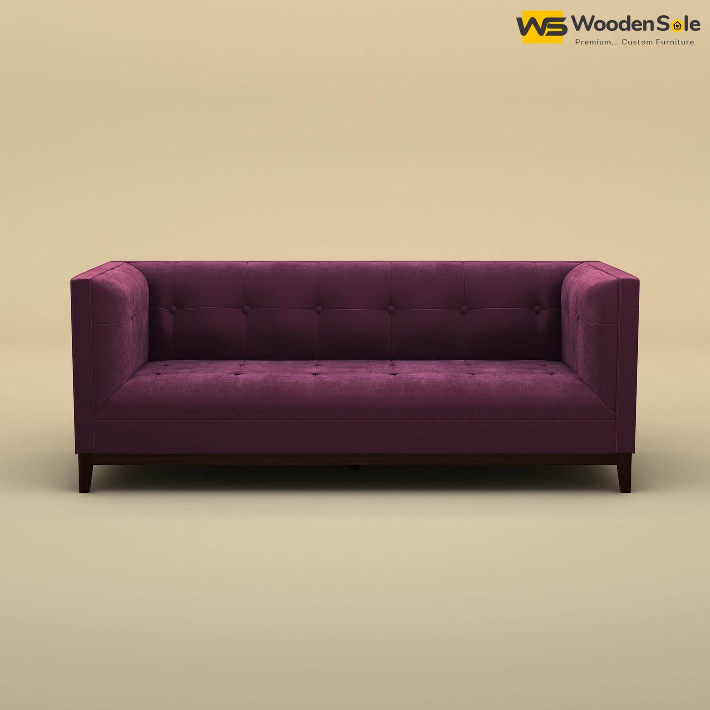Loren Three Seater Fabric Sofa (Velvet, Dark Purple)