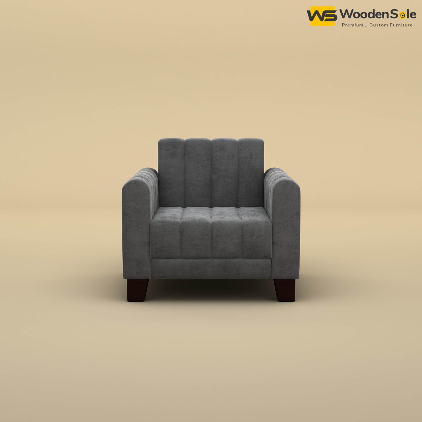 Furo 1 Seater Fabric Sofa (Velvet, Charcoal Gray)