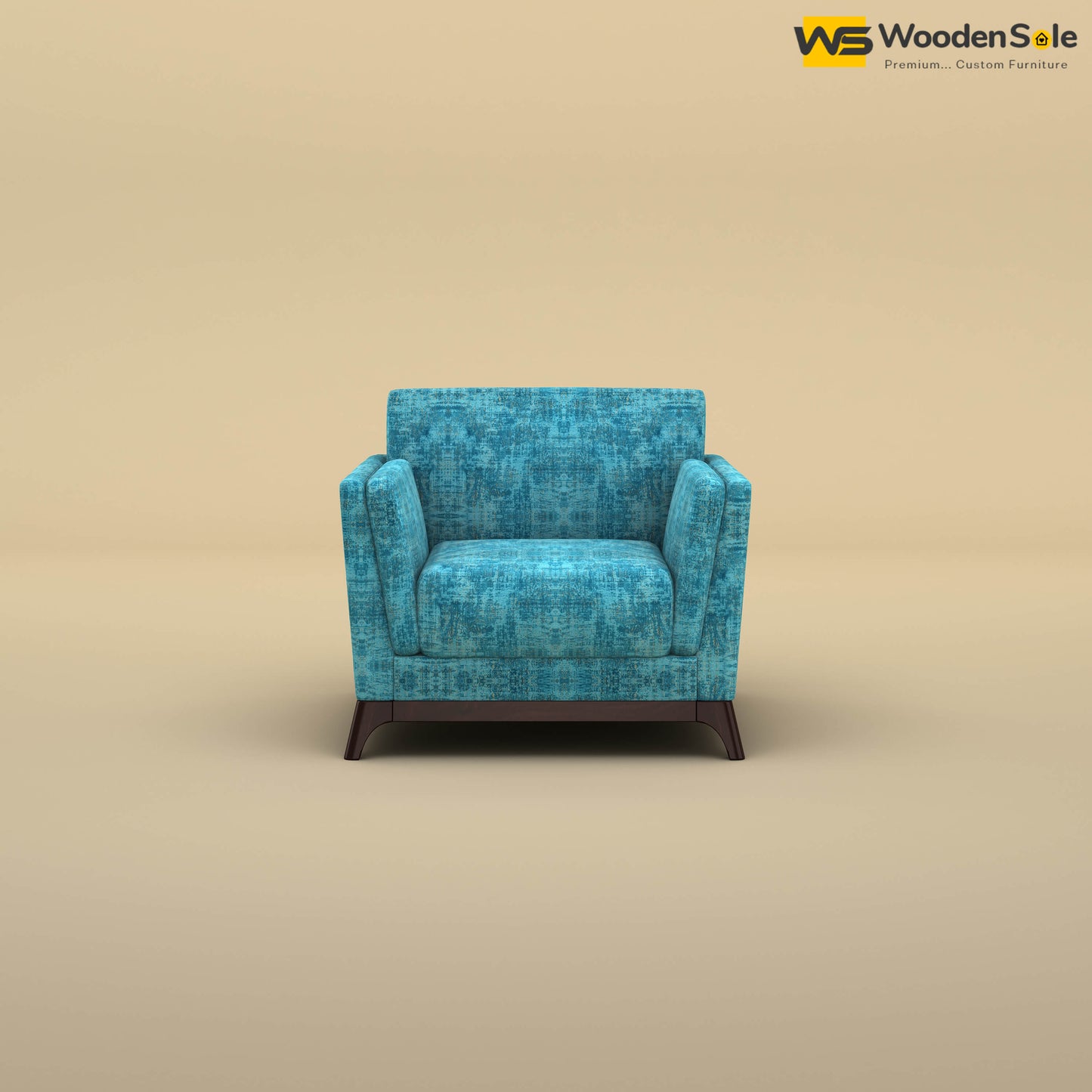 Bruno 1 Seater Sofa (Cotton, Teal Blue)