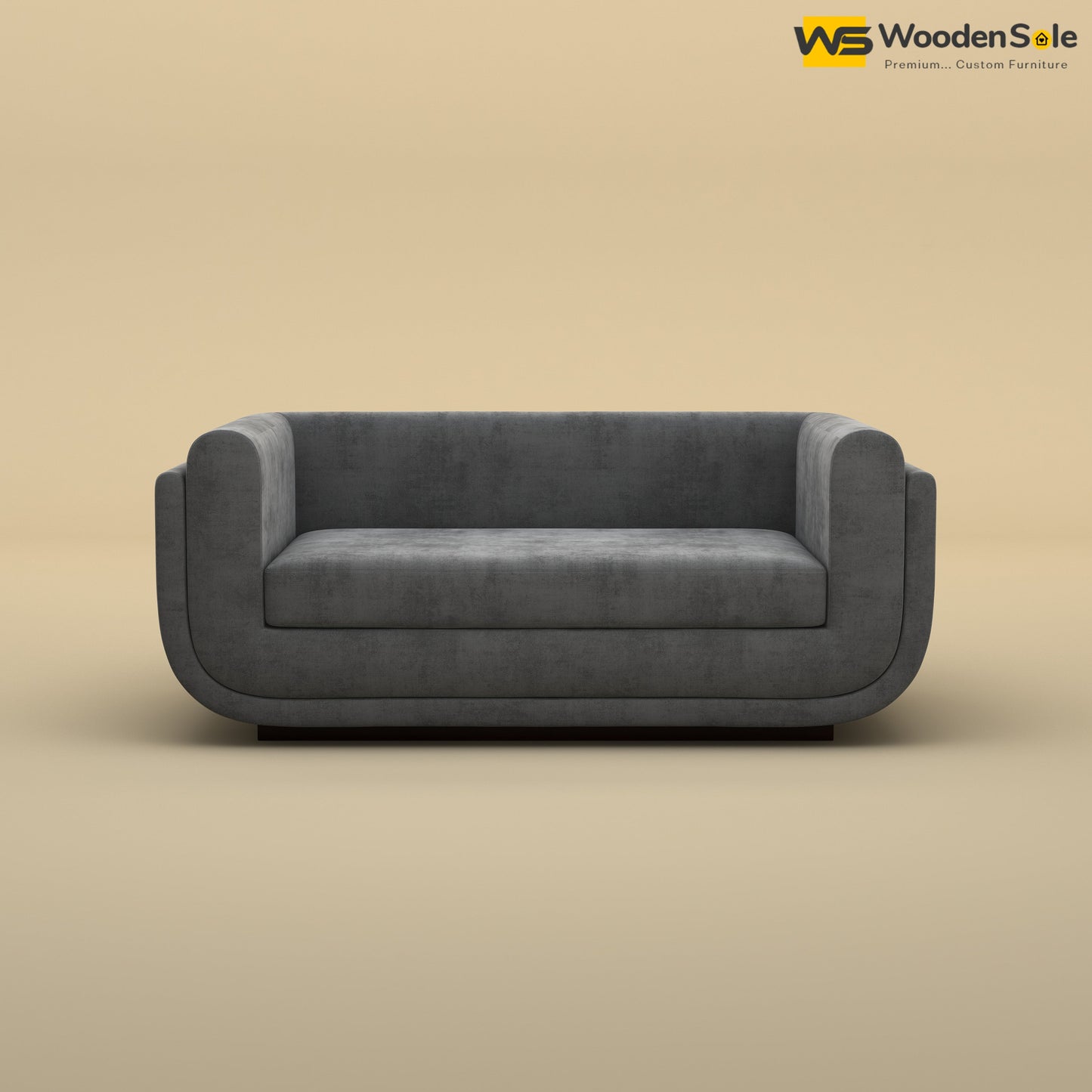 Vedant Two Seater Sofa (Velvet, Charcoal Gray)