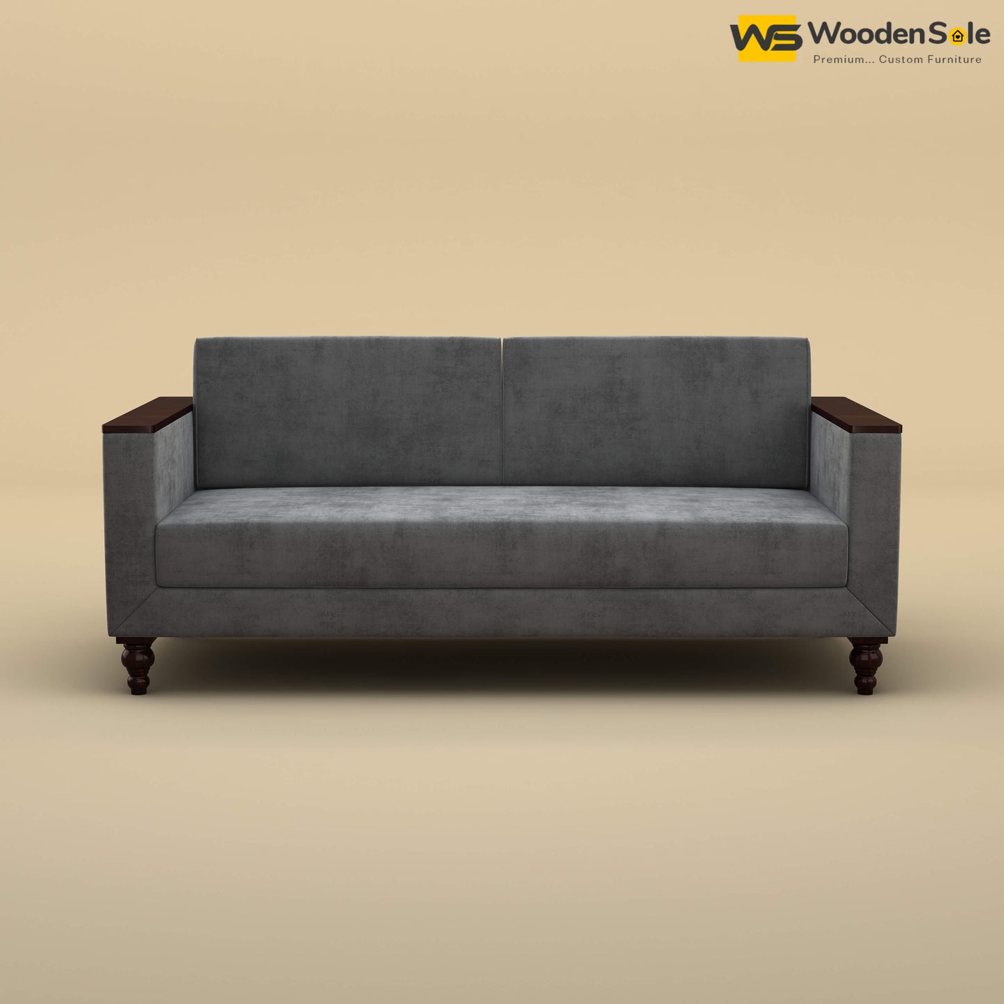 Tivoli 3 Seater Fabric Sofa (Velvet, Charcoal Gray)