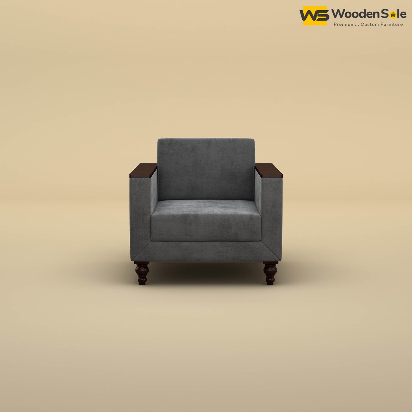 Tivoli 1 Seater Fabric Sofa (Velvet, Charcoal Gray)