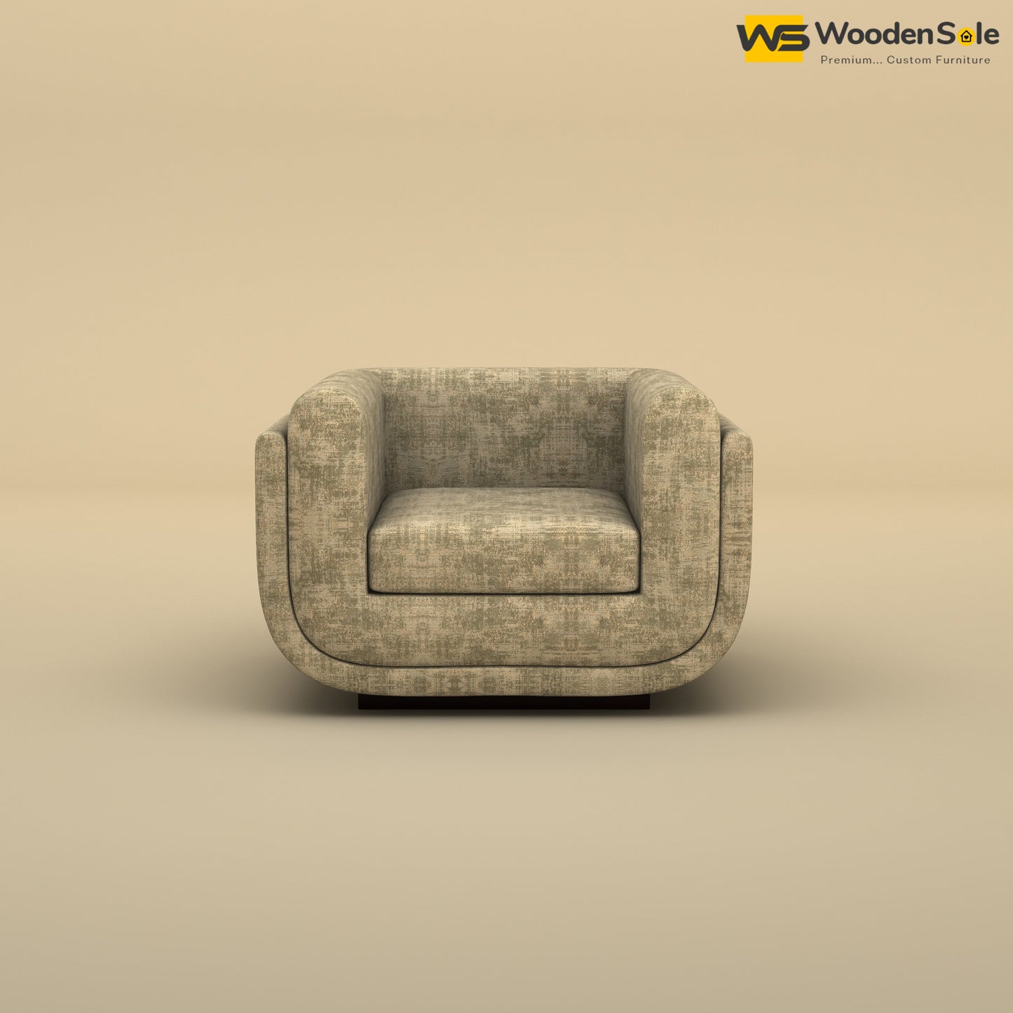 Vedant 1 Seater Fabric Sofa (Cotton, Patchy Cream)