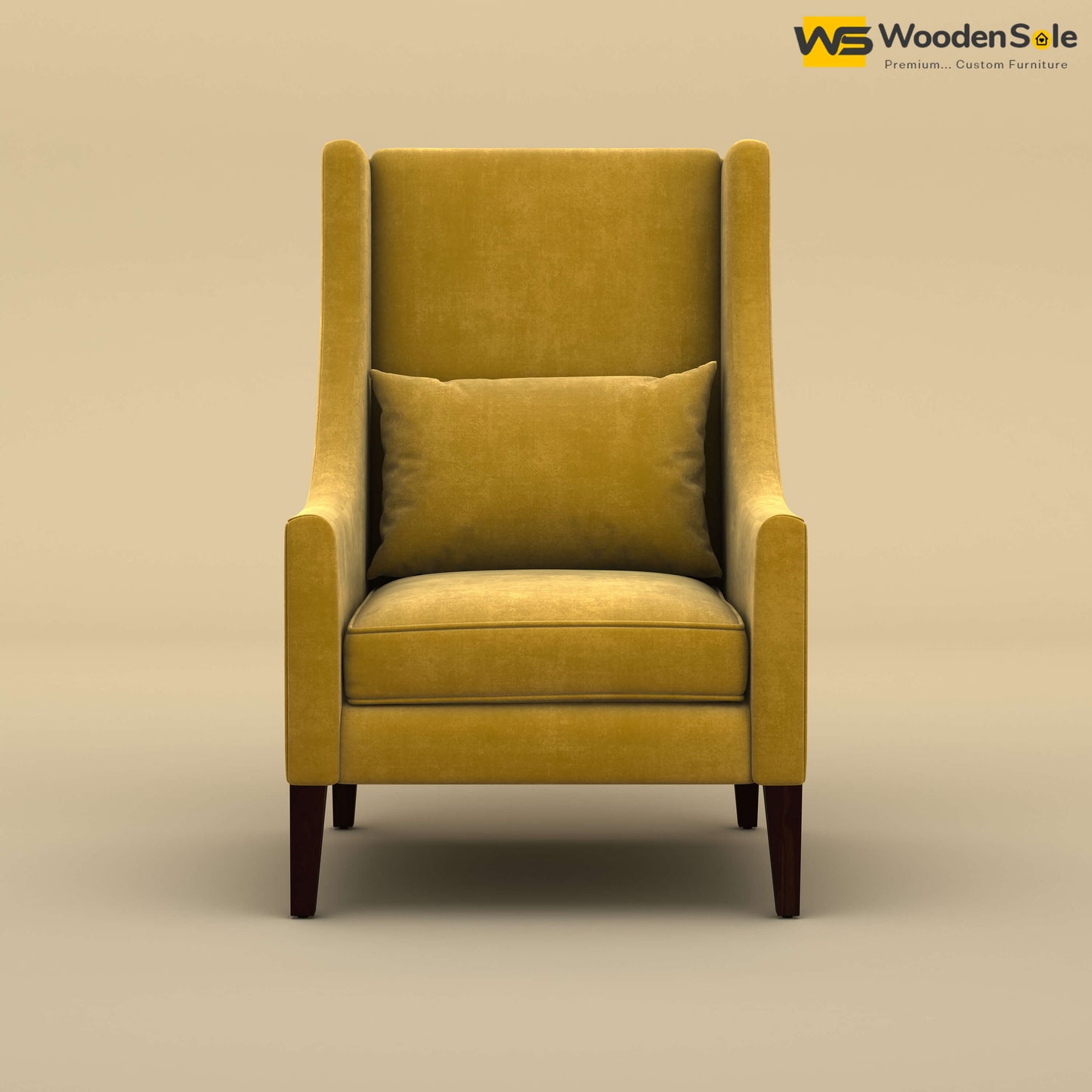 Bonito High Back Lounge Chair (Velvet, Mustard Yellow)