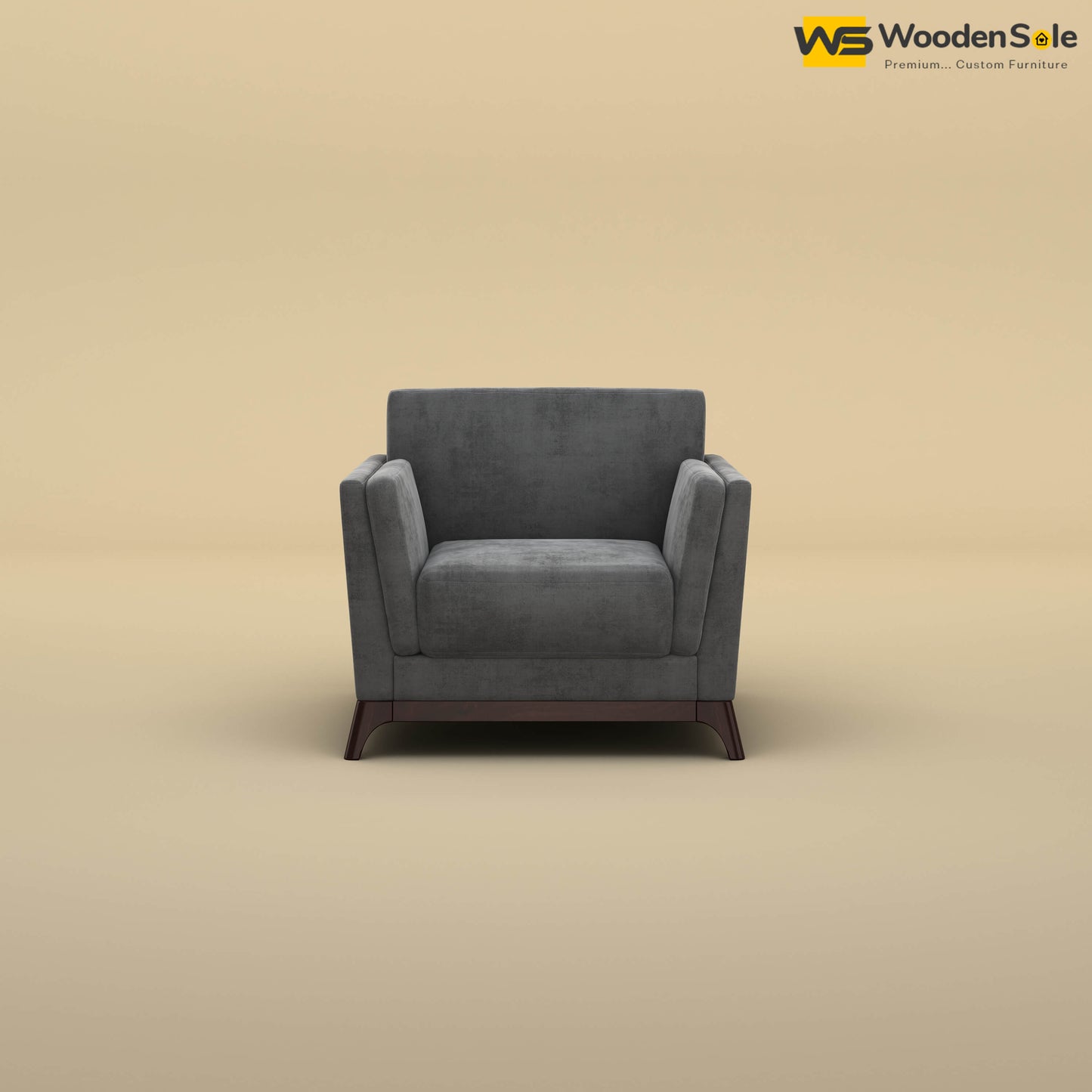 Bruno 1 Seater Sofa (Velvet, Charcoal Gray)