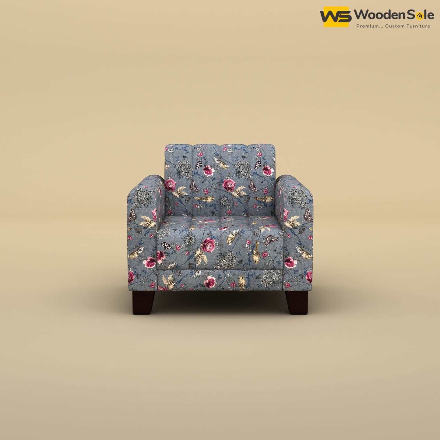 Furo 1 Seater Fabric Sofa (Cotton, Floral Printed)