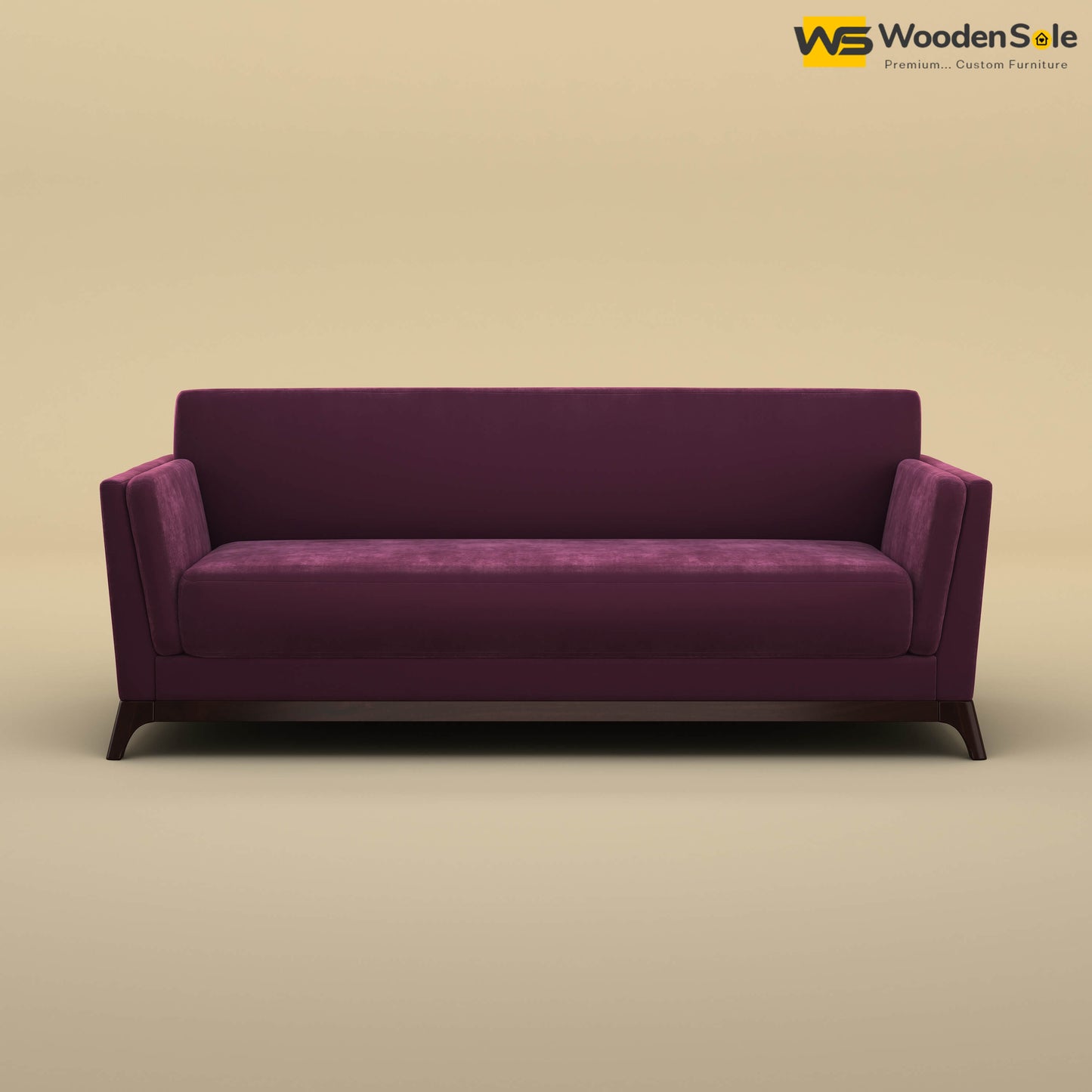 Bruno 3 Seater Sofa (Velvet, Dark Purple)