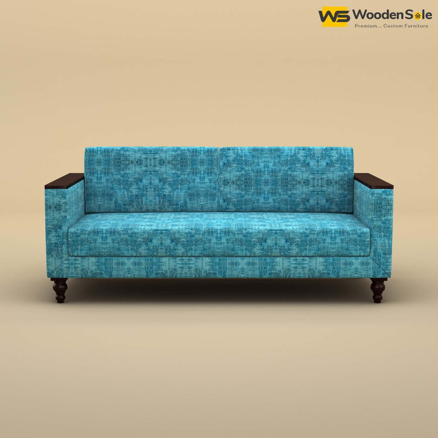 Tivoli 3 Seater Fabric Sofa (Cotton, Teal Blue)