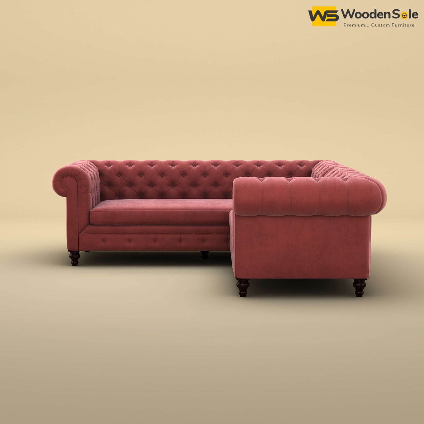 Maharaja Corner Sofa (Velvet, Pink)