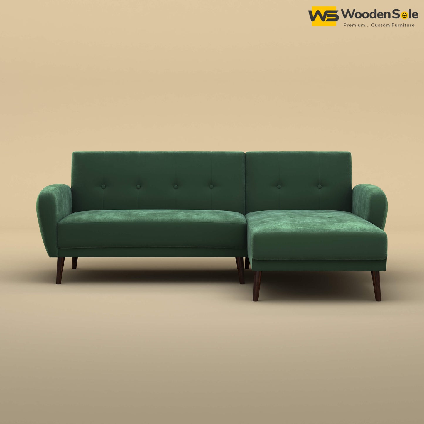 Daisy L Shape Sofa (Velvet, Forest Green)