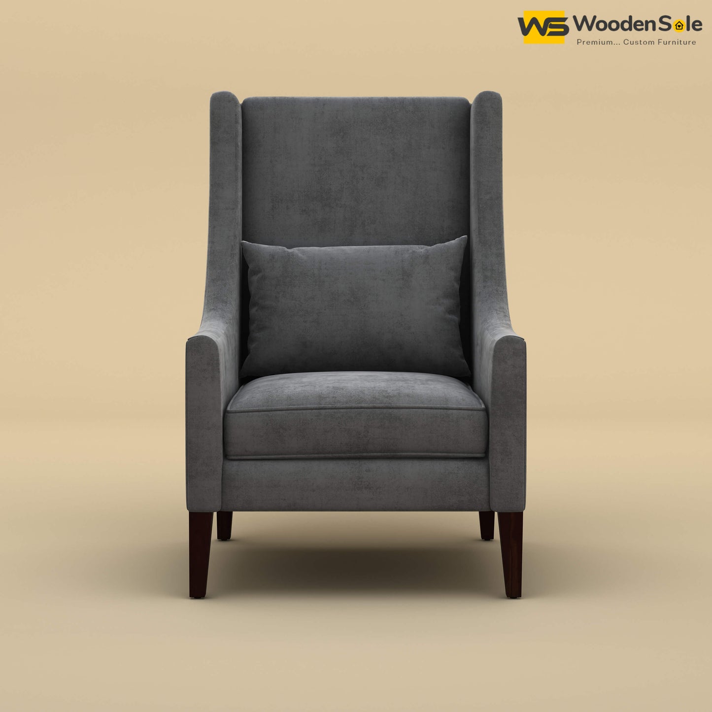Bonito High Back Lounge Chair (Velvet, Charcoal Gray)