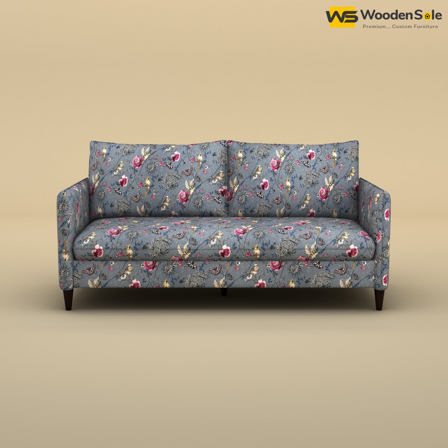 Citron 3 Seater Fabric Sofa (Cotton, Floral Printed)