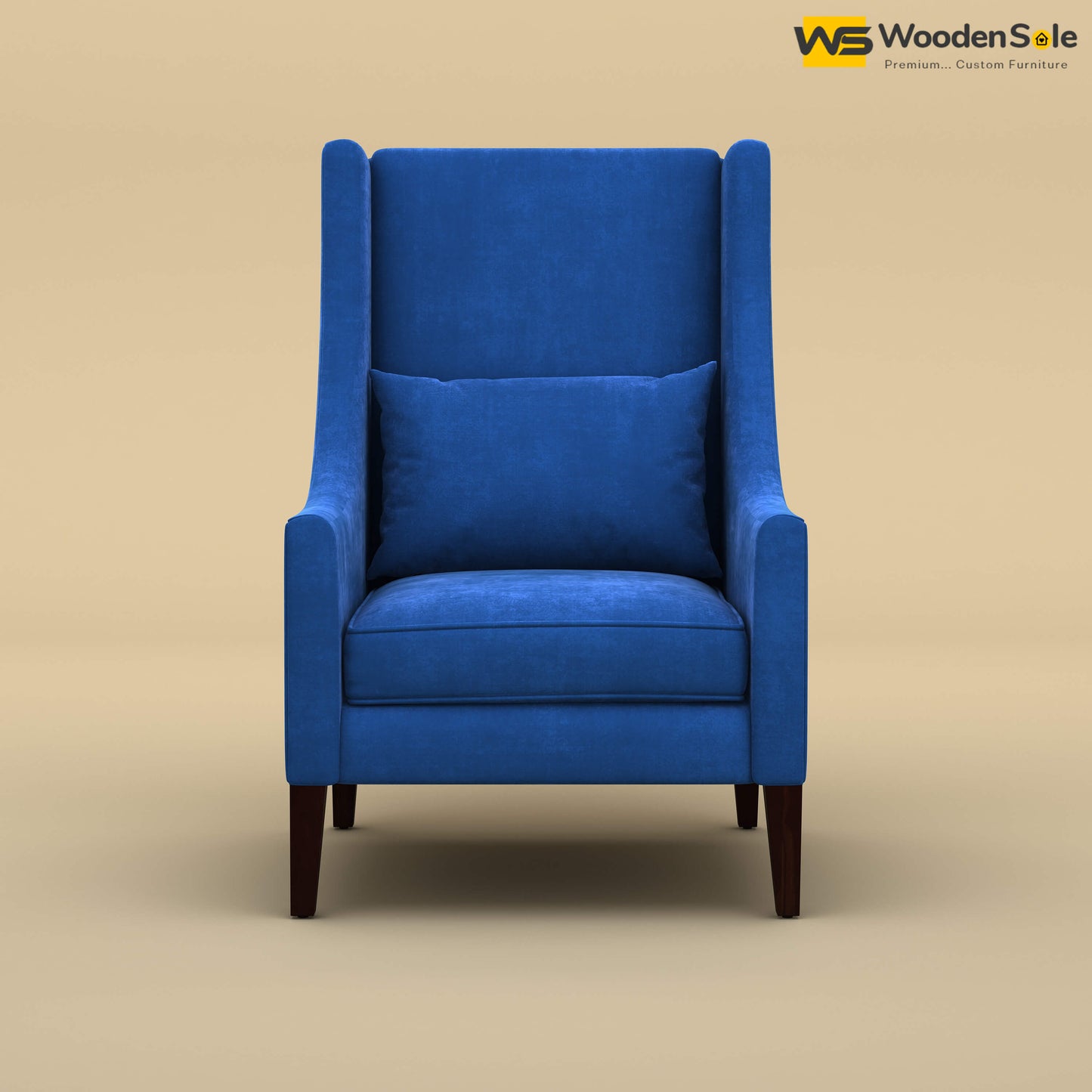 Bonito High Back Lounge Chair (Velvet, Royal Blue)