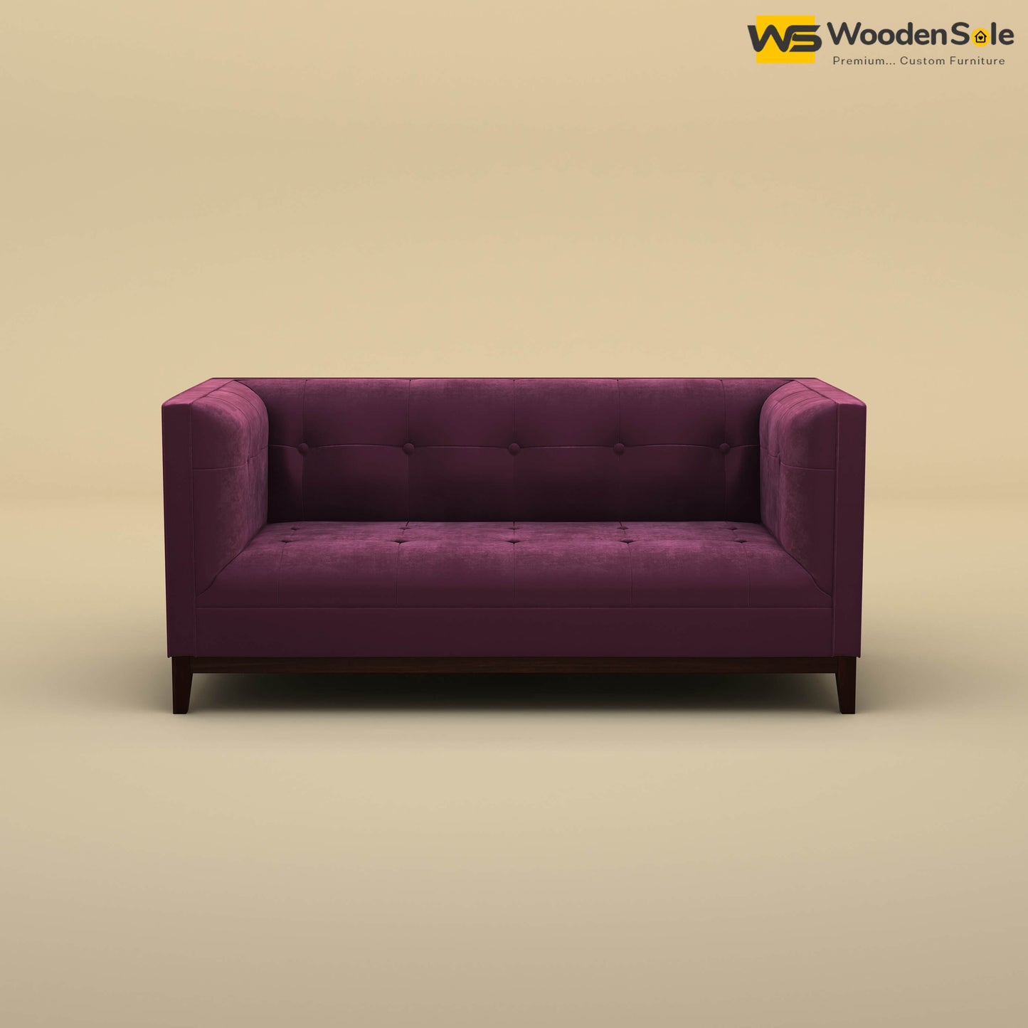 Loren Two Seater Fabric Sofa (Velvet, Dark Purple)