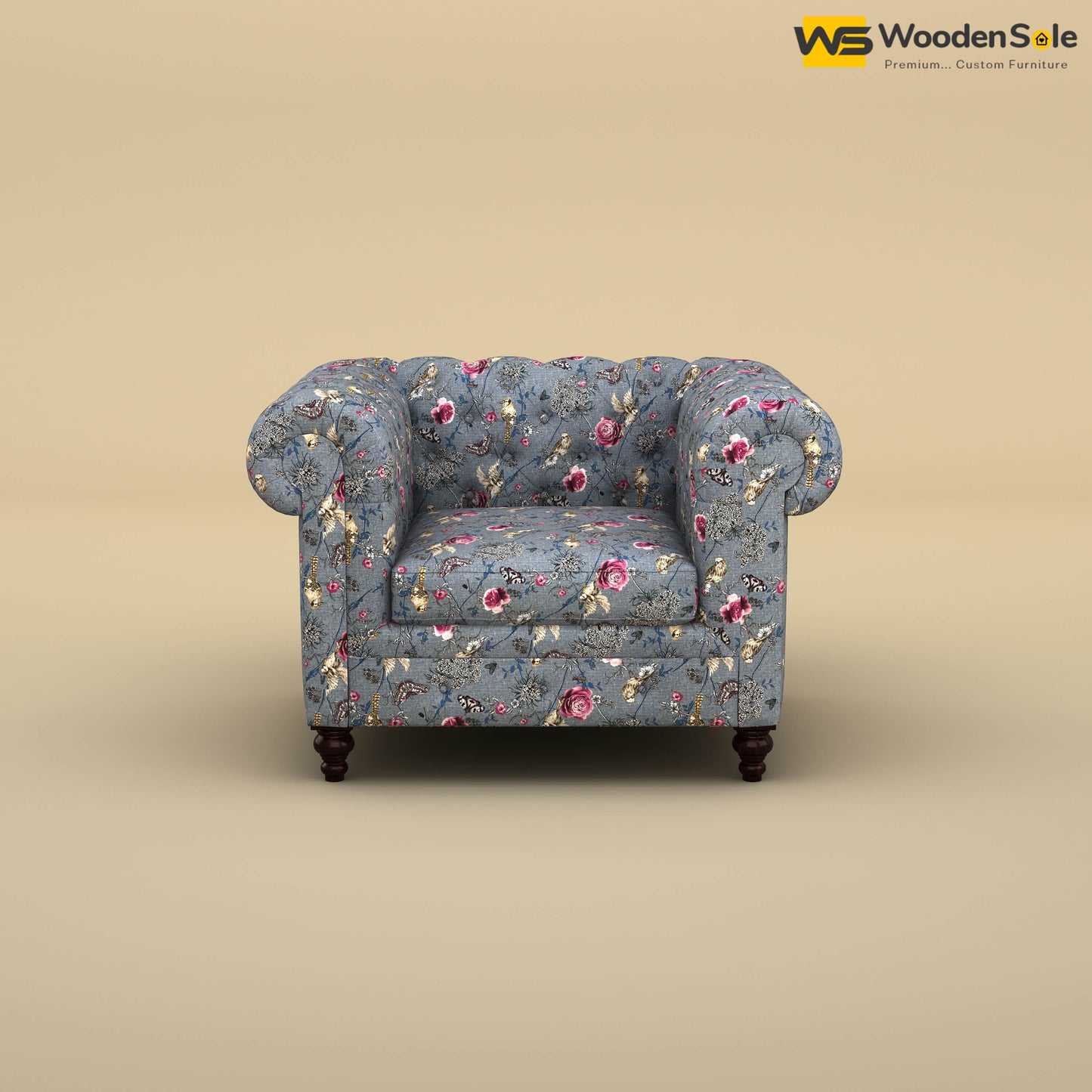 Maharaja Fabric 1 Seater Sofa (Cotton, Floral Printed)