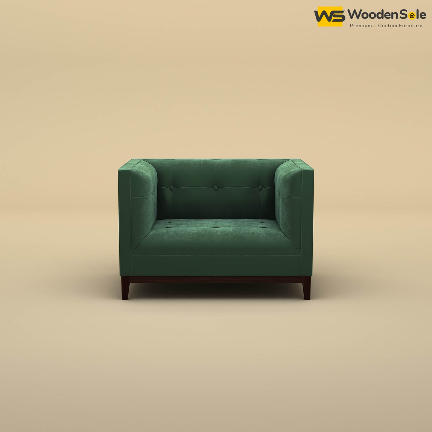 Loren One Seater Fabric Sofa (Velvet, Forest Green)