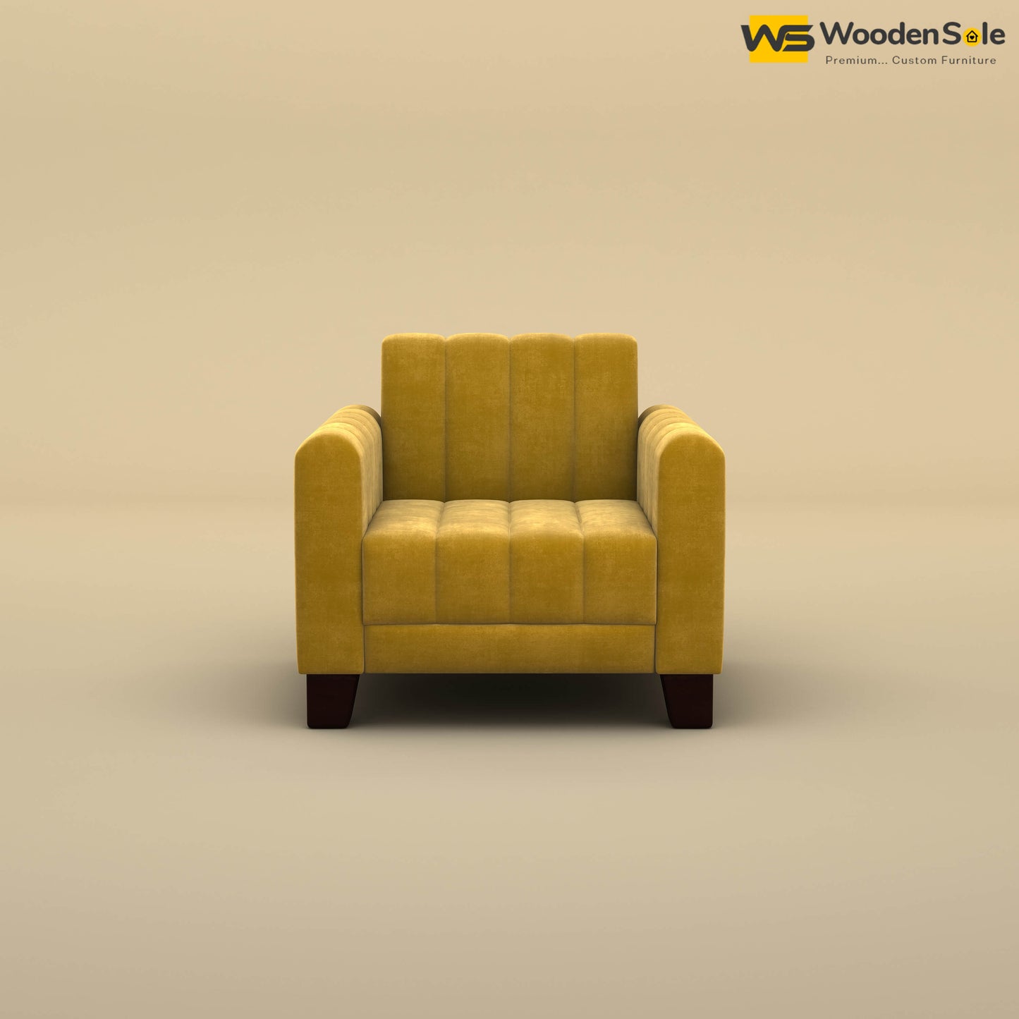 Furo 1 Seater Fabric Sofa (Velvet, Mustard Yellow)