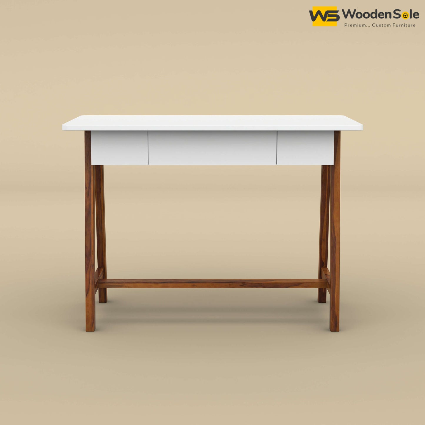 Modern Study Table (White & Honey Finish)