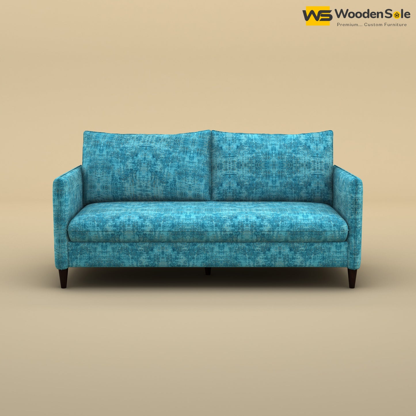Citron 3 Seater Fabric Sofa (Cotton, Teal Blue)
